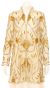 Fully Sequined Sheer Long Sleeve Formal Dress in Ivory/Gold